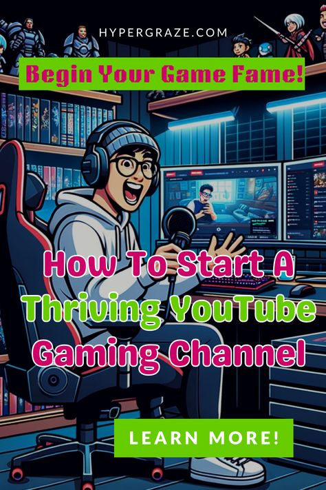 Learn how to start a gaming YouTube channel with our in-depth guide. Packed with YouTube starter tips, our guide delves into equipment selection, content mastery, and strategies on how to get more YouTube views. If you're aiming to understand how to grow your YouTube channel from the ground up, our insights are your stepping stone. Want the full strategy for a standout debut? Read our blog post now and embark on your YouTube gaming adventure. Youtube Channel Ideas Gaming, Youtube Gamer Setup, Streaming Ideas, Grow Your Youtube Channel, Twitch Badges, Youtube Hacks, Start Youtube Channel, Channel Ideas, Youtube Content