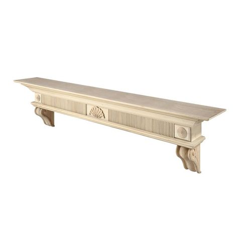 Pearl Devonshire Unfinished Fireplace Mantel Shelf | Pearl Mantels | WoodlandDirect.com Traditional Fireplace Mantel, Wood Mantel Shelf, Fireplace Shelf, Tv Over Fireplace, Fireplace Mantel Surrounds, Fireplace Mantel Shelf, Mantel Surround, Fireplace Shelves, Wall Mount Electric Fireplace