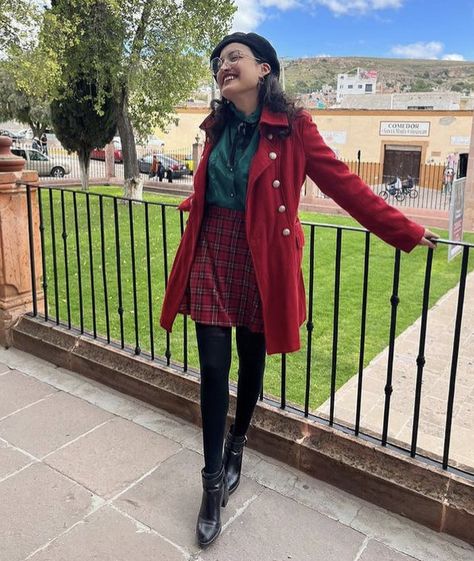 Red Peacoat Outfit, Pea Coat Outfit, Red Peacoat, Red Pea Coat, Plaid Peacoat, Coat Outfit, Outfit Inspo Fall, Pea Coat, How To Style