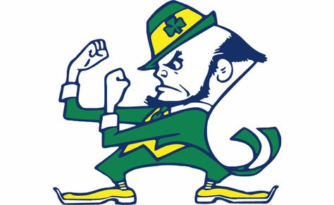 The Leprechaun is the feisty mascot of Notre Dame's Fighting Irish sports teams. He brings good luck and is ready to battle anything that comes his way. Notre Dame Leprechaun, Noter Dame, Notre Dame Logo, Irish Symbols, Go Irish, Irish Leprechaun, Notre Dame Football, Notre Dame University, College Logo