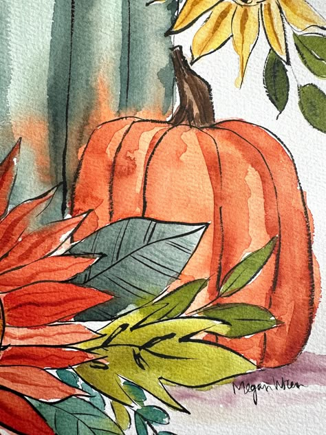 Original Fall Floral Pumpkin Watercolor Painting 9x12 Inches forever Fall This is Not a Print, - Etsy Fall Apple Painting, Easy Pumpkin Watercolor, Pumpkin Painting Watercolor, Framed Watercolor Painting, Fall Kids Painting, Watercolor Bathroom Art, Easy Fall Watercolor Ideas, Easy Fall Watercolor Paintings, Fall Watercolor Ideas