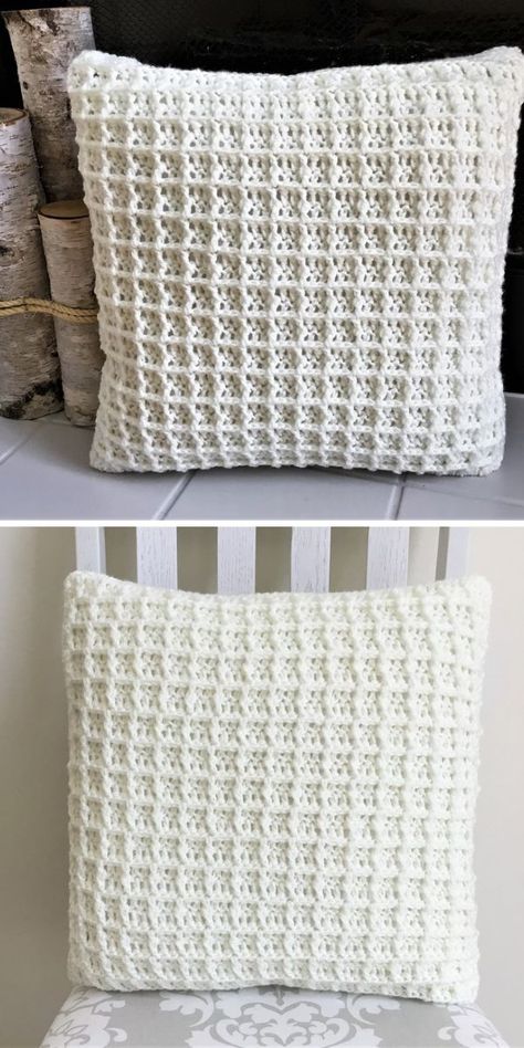 Waffle Stitch Crochet Projects - Free Patterns - Pattern Center Crochet Sofa Pillows Free Pattern, Cushion Cover Crochet Pattern, Pillow Case Pattern Crochet, Crochet Duvet Cover Pattern, Pillowcase Crochet Pattern, Crochet Bed Pillow, Crochet Accent Pillow, Crochet Cushion Cover Pattern Free Easy, Cushion Crochet Pattern Free