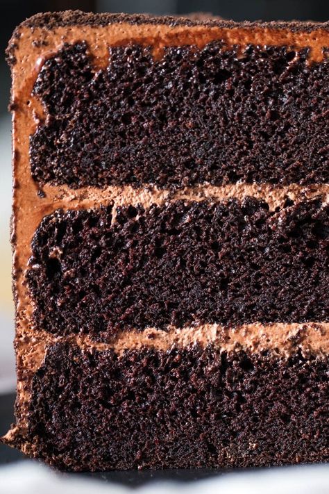 BraveTart's Devil's Food Cake | A cake recipe with no stand mixer, no whipping, no foamed eggs, and no meringue might sound too good to be true, but trust us when we say that simply stirring everything together works. The cake gets its intense flavor from acidic ingredients like coffee and brown sugar, which activate the baking soda in the batter and help the cake rise. Be sure to use Dutch process cocoa powder for the richest flavor. Devils Food Cake Recipe, Honey Witch, Homemade Oreo Cookies, Devil's Food Cake, Brown Food, Cocoa Cake, Dutch Cocoa, Blue Cafe, Cocoa Recipes