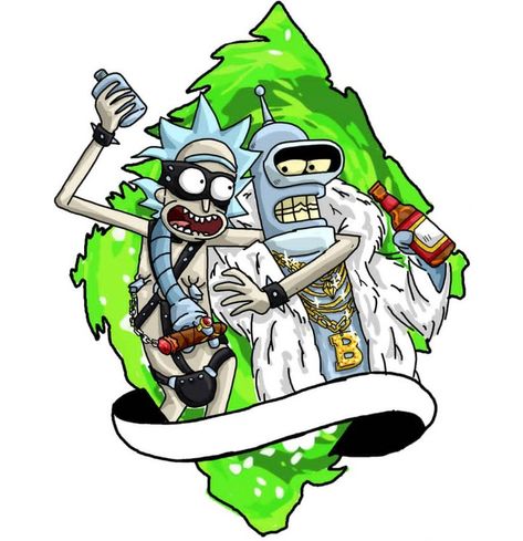 Rick And Morty Anime, Rick And Morty Graffiti Art, Bender Tattoo, Trippy Rick And Morty, Futurama Tattoo, Rick And Morty Star Wars, Rick And Morty Poster Trippy, Futurama Bender, Rick And Morty Tattoo