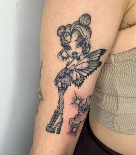 Bratz Tattoo, Pixie Tattoo, Barbie Tattoo, Characters From Movies, Doll Tattoo, Wicked Tattoos, Cute Tiny Tattoos, Pin Up Tattoos, Tattoo Style Drawings