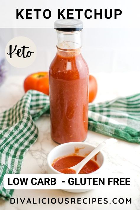 Homemade Sugar Free Keto Ketchup Sugar Free Ketchup Recipe, Keto Ketchup, Homemade Ketchup Recipes, Sugar Free Ketchup, Ketchup Recipe, Homemade Ketchup, Easy Baked Chicken, Healthy Sweet Treats, Artificial Sweeteners