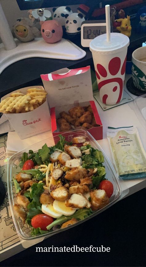 Chick Fil A Salad Recipe, Avocado Lime Ranch, Fast Food Drinks, Fries Chicken, Cobb Salad Recipe, Healthy Food Motivation, Healthy Meal Plans, Chick Fil A, Food Is Fuel