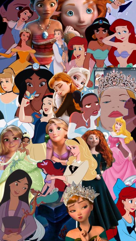 #disneyprinceses #disney #princesses Disney Princess Collage Wallpaper, Disney Princess Pfp, Disney Princess Collage, Princess Collage, Disney Nostalgia, Disney Word, Cartoons Characters, All The Princesses, Rapunzel Disney