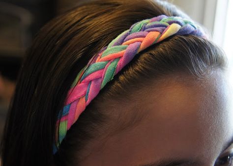 Braided T Shirts, Braid Weave, Kids Food Crafts, Headband Diy, Creative Creations, Bow Ideas, Church Camp, Headband Tutorial, Tshirt Headband