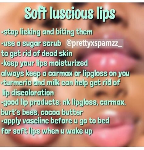 Lips Routine Skin Care, Pink Lips Tips, Selfcare Items, Lips Routine, Focusing On Myself, Skin Makeup Tutorial, Self Care Board, Dark Skin Makeup Tutorial, Bettering Yourself