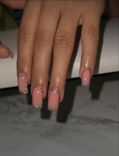 Nails
Glitter nails 
Soft pink
Nude nails
Acrylic nails
Square shaped nails Outlined Nails Square, Medium Length Nails Acrylic Square Design, Nude Nail Designs Square, Outline Nails Design, Medium Length Acrylic Nails, Nail Designs Square, Nude Nails With Glitter, Rounded Acrylic Nails, Glitter French Nails