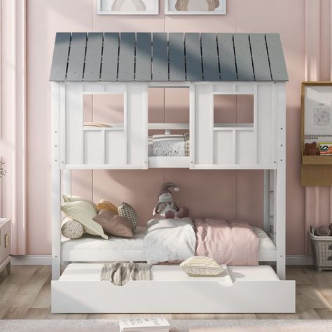 Girls Bunk Beds, Bunk Bed Mattress, Trundle Mattress, House Bunk Bed, Loft Bed Frame, Wood Bunk Beds, Bed With Trundle, Bunk Bed With Trundle, Twin Bunk Beds