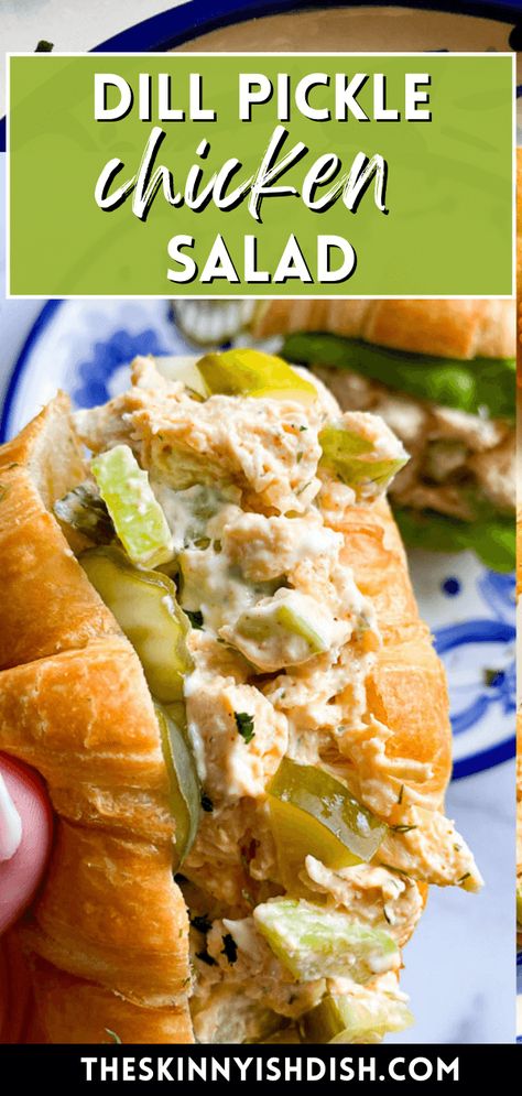 Chicken Salad Pickles, Warm Weather Meals, Dill Pickle Chicken Salad, Pickle Chicken Salad, Classic Sandwiches, Dill Pickle Chicken, Amazing Sandwiches, Shredded Chicken Salads, Crunchy Pickles