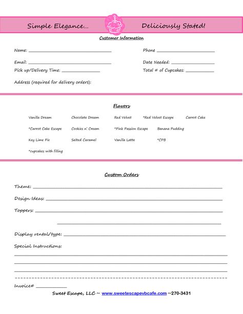 Invoice/order form setup Wedding Cake Order Form, Bakery Order Form, Cake Order Form, Cake Order Forms, Quotation Format, Home Bakery Business, Order Form Template Free, Invoice Template Word, Luxury Cake