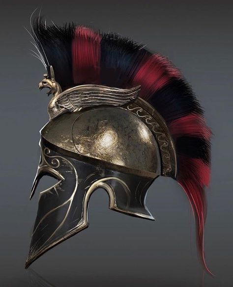 Greek Helmet, Armor Helmet, Spartan Tattoo, Helmet Armor, Warrior Helmet, Assassins Creed Art, Ancient Armor, Greek Warrior, Warrior Tattoos