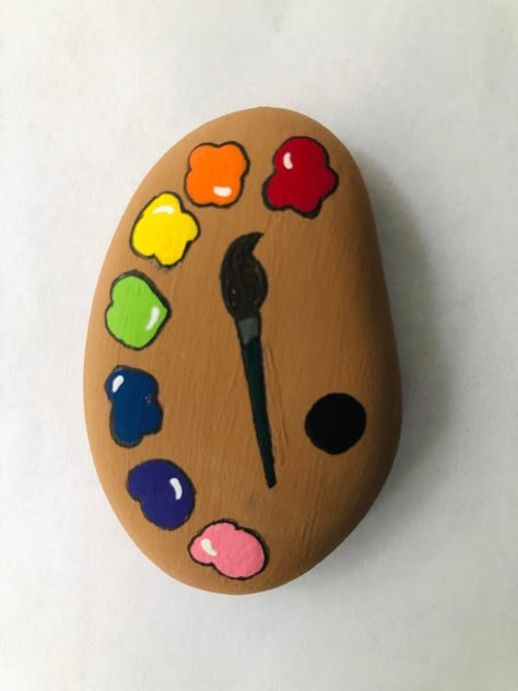 Lgbtq Rock Painting, Cute Rock Painting Ideas Easy Food, What To Paint On A Rock, Easy Painted Rocks Ideas, Triangle Rock Painting Ideas, Witch Rock Painting, Camping Rock Painting, Square Rock Painting Ideas, Minecraft Painted Rocks