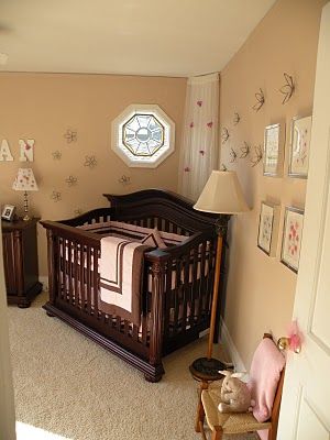 Nursery Dark Furniture, Baby Cradle Plans, Parent Room, Brown Crib, Jessi Malay, Brown Nursery, Nursery Dresser, Parents Room