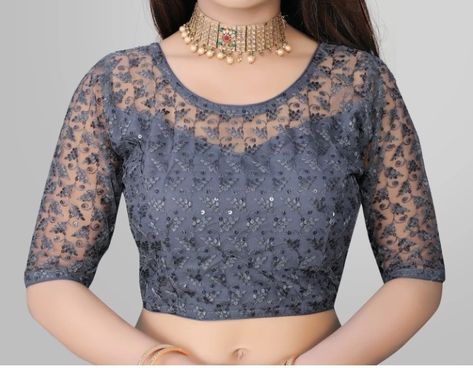 Net Blouse Models, Net Blouse Designs Latest, Blouse Designs Latest Back Side, Blouse Designs Latest Boat Neck, Net Blouse Designs, Blue Blouse Designs, Pattern Blouses, Netted Blouse Designs, Model Blouse Designs