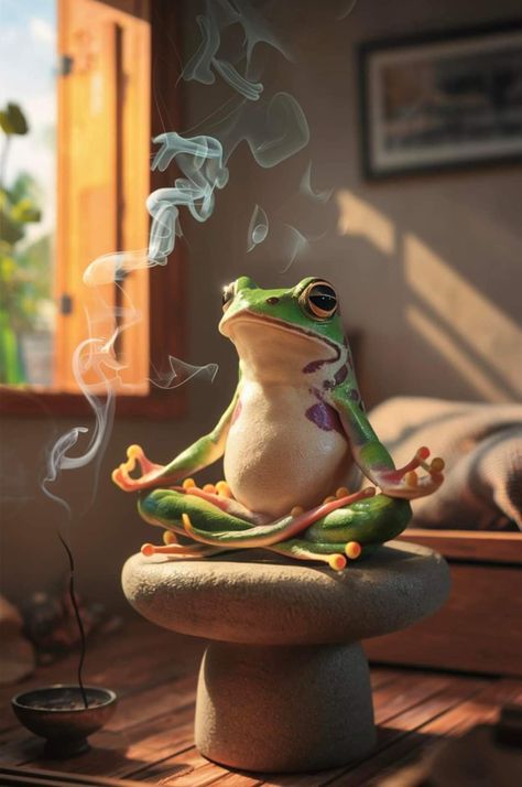 Kambo Frog, Zen Frog, Take A Moment To Breathe, Cute Wallpapers For Android, Frog Species, Birds Photography Nature, Incense Burning, Yoda Funny, Frog Sitting