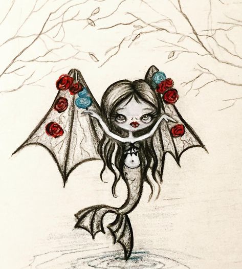 @thepoppytree on Instagram: “Vampire mermaid 🦇  #mabsdrawlloweenclub2018 #vampire#mermaid#mabsdrawlloweenclub #art#drawing #illustration#bat#halloween#vampiremermaid…” Vampire Mermaid, Vampire Wings, Bat Halloween, Dark Arts, Sketchbook Art, Aqua Marine, Halloween Bats, Sketchbook Art Inspiration, Art Sketchbook