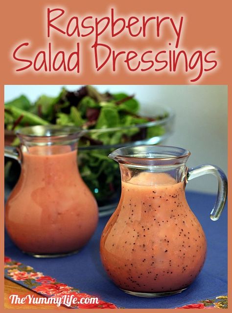 These two salad dressings are both tasty and pretty to serve on salad greens. They both use raspberry vinegar, but white wine vinegar may be substituted. Poppy Seed Salad Dressing, The Yummy Life, Raspberry Salad Dressing, Poppy Seed Salad, Raspberry Vinegar, Raspberry Salad, Seed Salad, Poppyseed Dressing, Raspberry Vinaigrette