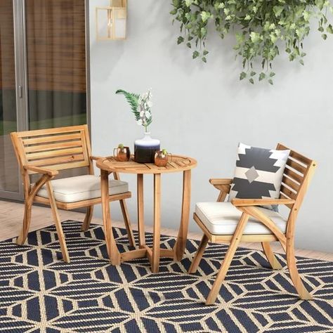 Small Balcony Sets | Wayfair Small House Living, 3 Piece Bistro Set, Bistro Furniture, Outdoor Bistro Set, Plywood Furniture, Outdoor Patio Decor, Table Coffee, Patio Dining Set, Bistro Set