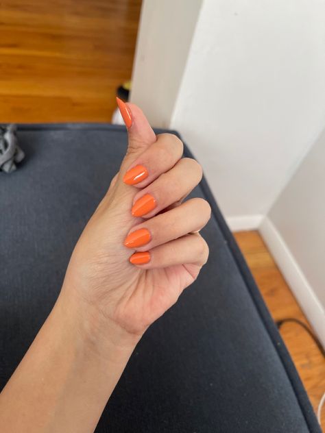 Orange Nails Pale Skin, Sherbet Orange Nails, Pale Orange Nail Designs, Orange Manicure, Light Orange French Tip Nails Almond, Tangerine Nails, Pastel Orange Nails, Pale Orange Nails, Orange Almond Nails