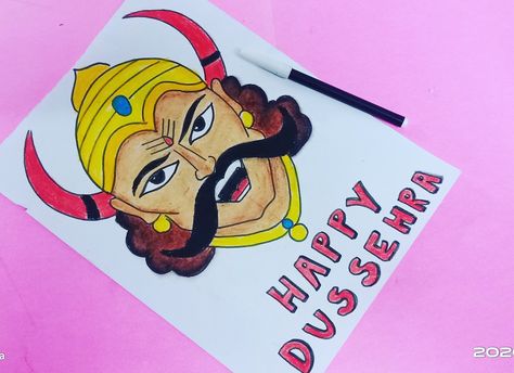 Dusshera Drawings, Dussehra Drawing For Kids, Dussehra Drawing, Happy Dashera, Navneet Kaur, Cards Drawing, Christmas Cards Drawing, Drawings For Kids, Earth Drawings