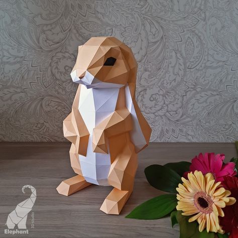 Pdf Template Bunny On A Star : Low Poly Banny Model Printable Paper Toys Templates, Paper Toy Printable, Paper Toys Template, Papercraft Printable, Papercraft Templates, 3d Paper Crafts, Easy Paper Crafts, 3d Paper, Paper Toys