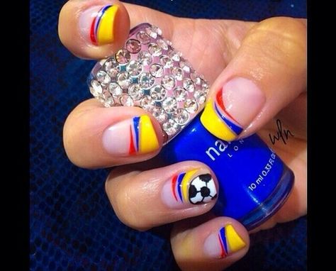 Soccer Nails, Nail Art Patterns, Flag Nails, Pretty Nail Polish, Blue Magic, Rainbow Fashion, Art Patterns, Glam Nails, Glam Girl