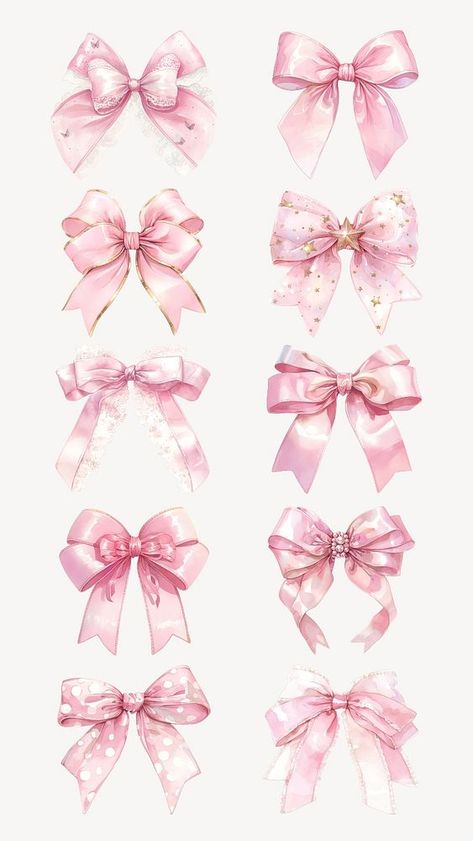 Ribbon Printable, Pink Ribbon Crafts, Coquette Graphic, Bow Watercolor, Ribbon Sticker, Coquette Design, Candle Designs, Coquette Ribbon, Bow Clipart