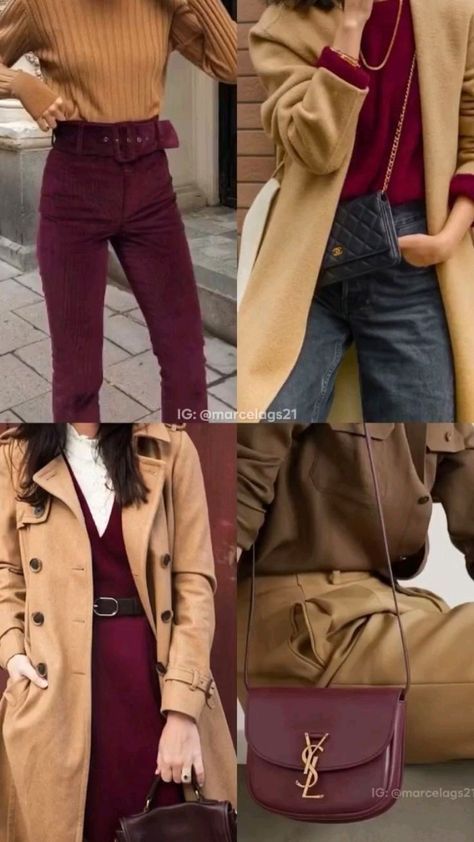 Maroon Color Outfits, Outfit Pantalon Vino, Colour Combinations Fashion, Burgundy Outfit, Color Combinations For Clothes, Chique Outfits, Beige Outfit, New Years Eve Outfits, Trendy Fall Outfits