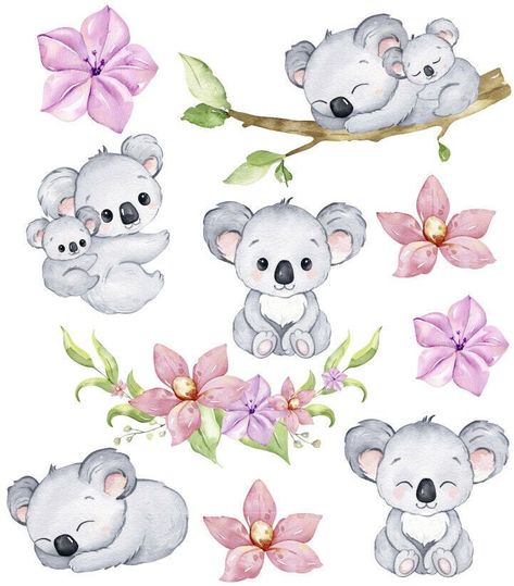 Koala Bear Drawing, Koala Illustration, Koala Drawing, Koala Art, Cute Koala Bear, Arte Doodle, 동화 삽화, Childrens Wall Stickers, Cute Koala