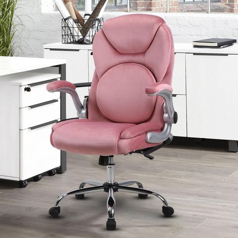 PRICES MAY VARY. 【Lumbar Support Office Chair with Armrests】Need a comfortable desk chair for the office or an ergonomic lumbar support chair for home? REFICCER Pink office chair is exactly what you need. This velvet ergonomic office chair features built-in lumbar support that helps align your spine and allows you to easily adjust the sitting positions so that you can be productive and feel comfortable all day. 【Velvet Home Desk Chair with Wheels】The velvet fabric is modern and elegant in color, Chairs With Wheels, Pink Desk Chair, Pink Office Chair, Velvet Office Chair, Executive Office Chair, Pink Office, Computer Desk Chair, Desk Makeover, Work Task