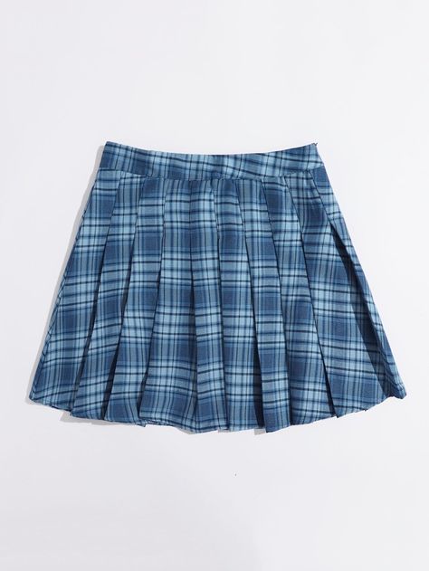 Blue Plaid Skirt Outfit, Grey Lace Shorts, Long Sleeve Dress Outfit, Black Plaid Skirt, Blue Plaid Skirt, Latest Skirts, Black Pleated Skirt, Women Skirts, Plaid Mini Skirt