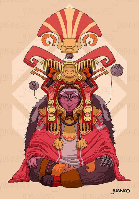 Hispanic Art, Illustration Concept Art, Mexican Art Tattoos, Peruvian Art, Concept Art Tutorial, Aztec Art, Art Digital Art, Illustration Digital, Digital Art Print