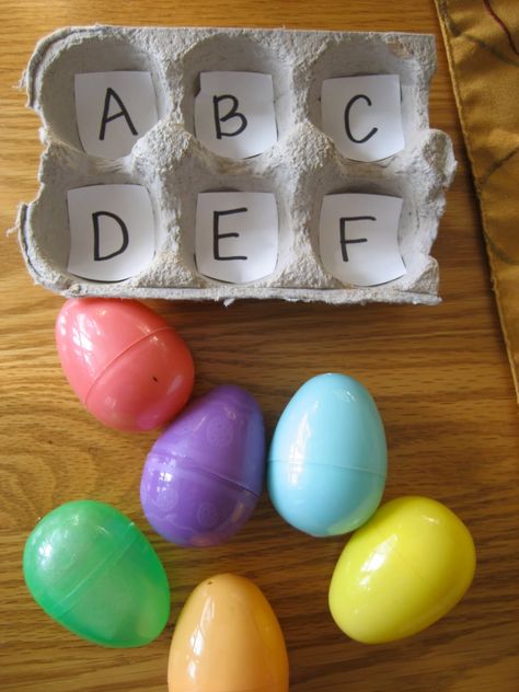 Reusing Easter Eggs: ABC Matching - Toddler Approved Egg Activities For Toddlers, Abc Matching, Egg Names, Abc Activity, Letter Sorting, Preschool Prep, Abc Songs, Sorting Games, Abc Activities