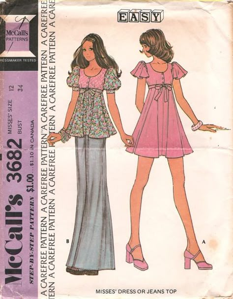 . 1970s Sewing Patterns, Baby Jane, Vintage 1973, Top Sewing, Twirl Skirt, Vintage Dress Patterns, 1970s Fashion, Dress Sewing, Moda Vintage