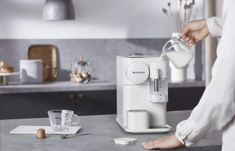 Nespresso Lattissima One Coffee and Espresso Maker by De'Longhi, Porcelain White Lattissima One, Nespresso Lattissima, Espresso Macchiato, Nespresso Original, Creamy Coffee, Coffee And Espresso Maker, Single Serve Coffee, Espresso Maker, Espresso Machines