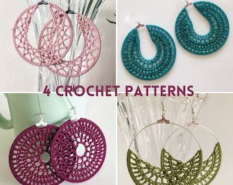 Diy Earrings Crochet, Crochet Hoop Earrings, Crochet Hoop, Slip Stitch Crochet, Crochet Jewlery, Earrings Crochet, Awesome Crafts, Crochet Jewelry Patterns, Crochet Earrings Pattern