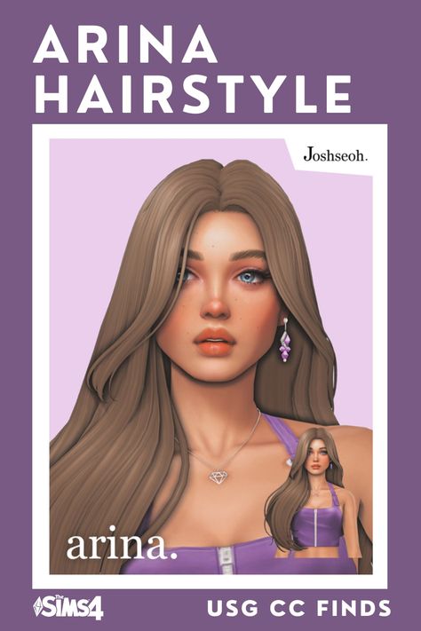 Arina Hairstyle by Joshseoh - Ultimate Sims Guides Sims 4 Aharrisoobritney, Joshseoh Sims 4, Sims 4 Celebrity, Episode Game, Aesthetic Look, Luxury Hair, Best Sims, Sims Hair, Sleek Hairstyles