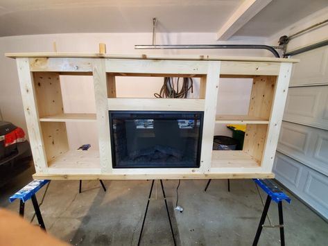 Diy Fireplace Console, Diy Tv Console With Fireplace, Diy Fireplace Tv Stand With Storage, How To Build A Tv Stand With Fireplace, How To Build Entertainment Center With Fireplace, Diy Media Console With Fireplace, Build Your Own Fireplace Tv Stand, Diy Electric Fireplace Tv Stand, Fireplace Entertainment Centers