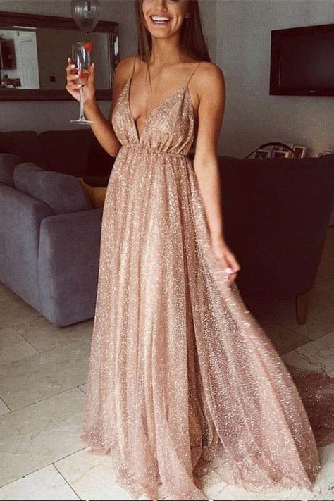 Gold Prom Dresses Long, Gorgeous Prom Dresses, Gold Prom Dresses, Backless Evening Dress, Spaghetti Strap Prom Dress, Sequin Prom Dress, Sequin Evening Dresses, Cute Prom Dresses, Backless Prom Dresses