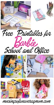 Musings of an Average Mom: Barbie School and Office Printables Miniature Printables 1:6 Scale, Free Miniature Printables 1:6, 1/6 Doll Furniture, 1 6 Scale Miniatures Printables Free, 1/6 Scale Printables Free, 1/6 Scale Printables, Diy 1:6 Scale Doll Furniture, 1:6 Scale Furniture Diy, Free Barbie Printables