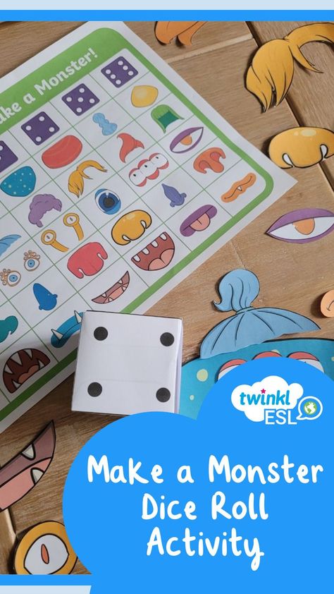 Roll A Monster, Roll And Draw, Draw A Monster, Speaking Activities Esl, Roll A Dice, Make A Monster, Imaginary Creatures, Monster Activities, Feelings Activities