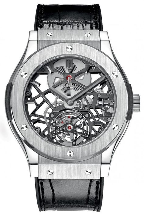 The #Hublot Classic Fusion Skeleton Tourbillon - Hublot Classic Fusion, Hublot Classic, Hublot Watches, Diamond Watches For Men, Skeleton Watches, Amazing Watches, Dream Watches, Watches Unique, Fine Watches