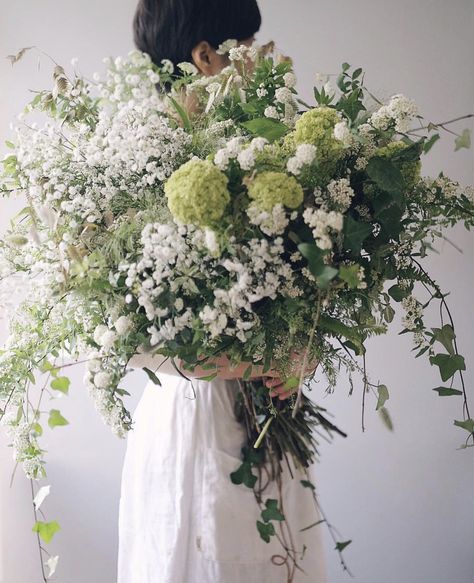 White And Green Flowers, Bouquet Champetre, White Flower Bouquet, La Prairie, Flower Studio, Queen Annes Lace, Wedding Flower Arrangements, Bouquet Of Flowers, Arte Floral