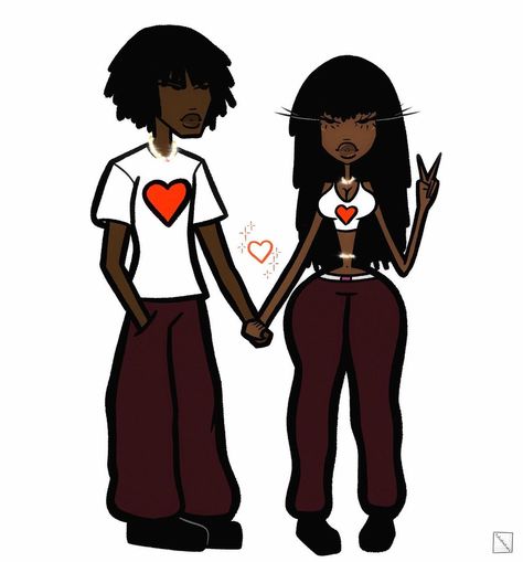 Y2k Art, Black Couple Art, Instagram Drawing, Indie Drawings, Black Couple, Comic Style Art, Black Cartoon Characters, Graphic Poster Art, Black Art Painting