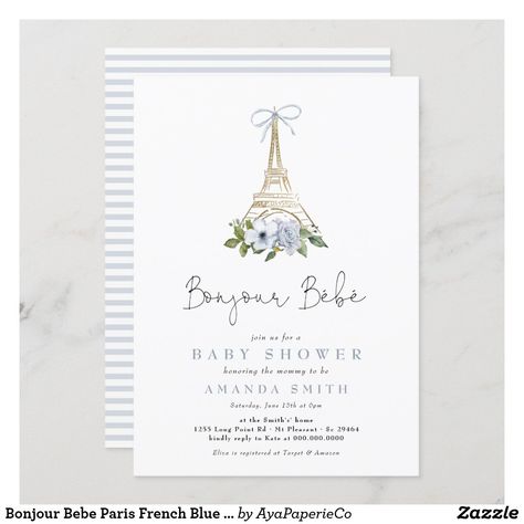 She Said Oui, French Bridal Showers, Parisian Baby Showers, French Baby Shower, Paris Baby Shower, Bebe Shower, Woodland Baby Shower Invitations, Floral Baby Shower Invitations, Blue Baby Shower