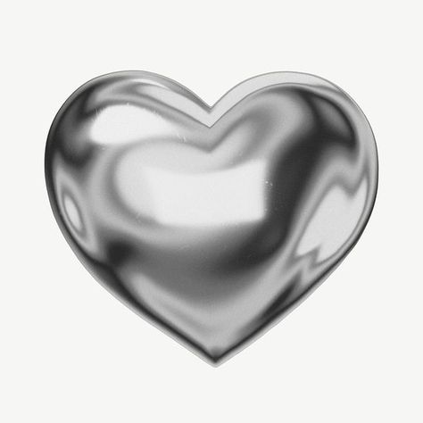 Hearts Astethic, Y2k Stickers, Y2k Icons, Heart 3d, Iphone Stickers, Minimalist Icons, Silver Wallpaper, Png Aesthetic, Heart Png